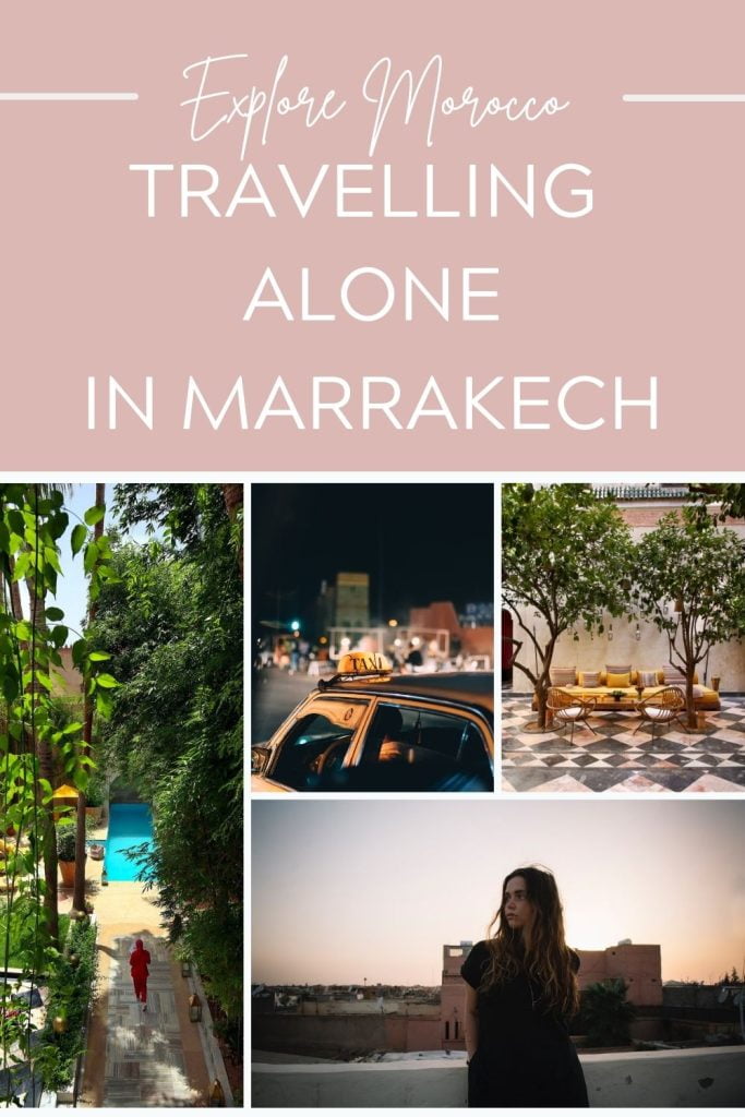 Pinterest cover for travelling alone in marrakech article