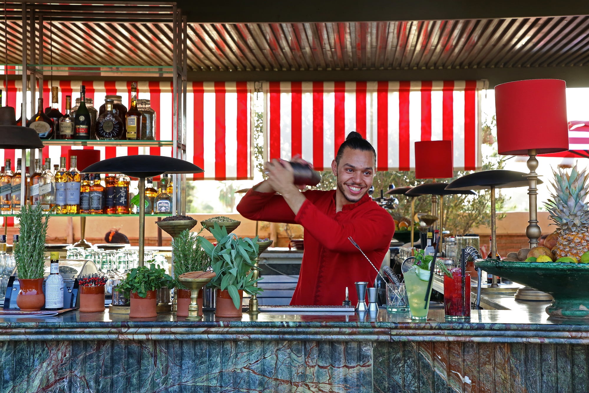Cocktail maker at El Fenn Rooftop Bar