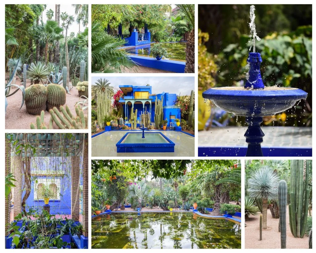 majorelle garden blue sculptures in cactus garden