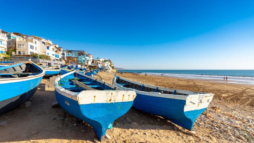 taghazout beach, south atlantic coast of morocco